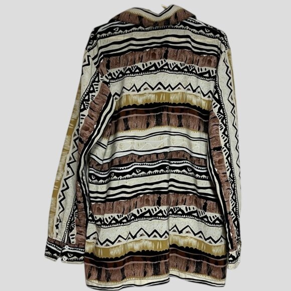 Men's Aztec Multicolor Patterned Button Down Long Sleeve Shirt - Picture 2 of 9